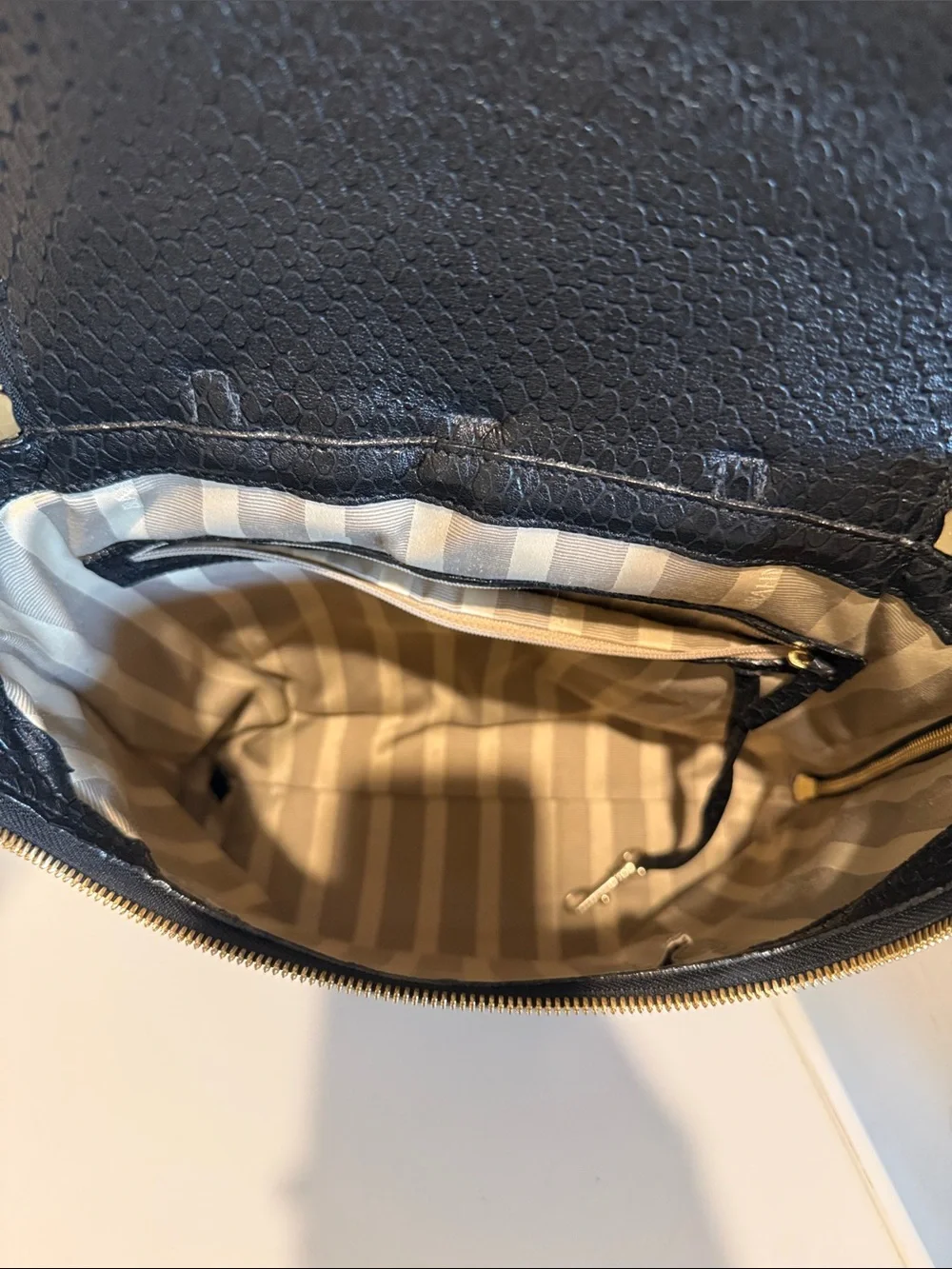 Brahmin Black Textured One Of A Kind Vintage Backpack with Gold Hardware
